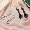 Dangle Earrings Punk Vintage Small Wrench Ear Hook For Women Girls Silver Black Color Personality Metal Gifts