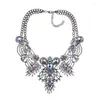 Hanger Kettingen Kostuum Sieraden Accessoires Retro Kleurrijke Bloemblaadje Chunky Crystal Strass Kraag Bib Verklaring Ketting Voor Vrouwen