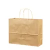 Emballage cadeau 10 pièces 32x25x11cm sac en papier Kraft avec poignée sac de fête de mariage multifonction Horizontal/sacs à chaussures en tissu à la mode