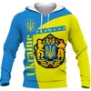 Herrtröjor 2023 mode retro ukraina flagga 3d tryckt tröja unisex pullover par personlighet avslappnad toppar plus storlek