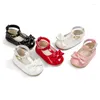 First Walkers 0-18M Born Glazed Leather Baby Boy Girl Moccasins Shoes Bow Soft Soled Non-slip Footwear Crib PU Dress Walker