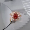 S925 Silver Ice Flower Cut Padma 7 * 9mm High Carbon Diamond Ruby Women's Elegant Temperament High Grade Wedding Jewelry