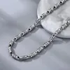 Chains HX Silver Color 6mm Om Mani Padme Hum Necklace Men's Thick Vintage Fashion Jewelry Accessories