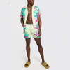 Mannen Trainingspakken 2023 Zomer Mannen Tie Dye Print Hawaiian Set Button Korte Mouw Strand Shorts Casual Streetwear 2 stuk Pak S-5XL