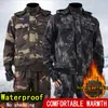 Chándales de hombre, ropa de camuflaje, reparación de automóviles de otoño, traje de trabajo de construcción, resistente al frío, impermeable, algodón grueso de felpa de invierno