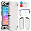 For Switch OLED Case For Nintendo Switch OLED Model, Dockable PC Protective Cover Case For Switch OLED Model With Comfortable Joy-Con Grip Case And 6 Thumb Stick Caps