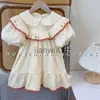 Vestidos de menina estilo coreano roupas infantis 2023 verão bonito curto gola de boneca algodão crianças meninas vestido de princesa roupas de bebê x0806