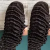 13x4 HD Transprent perruques de cheveux humains 180% 28 30 pouces lâche vague profonde dentelle avant perruque bouclée dentelle frontale perruque pour les femmes pré plumées