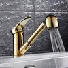 Kitchen Faucets 360 Degree Swivel Pull Out Kitchen Sink Faucet Water-Saving Black White Gold Basin Mixer Brass Tap