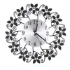 Wall Clocks Watch Round Living Flower Home Hanging Sales Clock Iron Restaurant Room Decor Rhinestone Metal