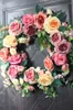 Dekorativa blommor 20 tum Peony Wreath Christmas Door Rose Garland vägg hängande ornament Cumplea OS Decorations Farmhouse