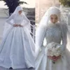 2023 Dubai Luxe Trouwjurken met lange mouwen Grote maten Chapel Train Sweetheart vestido de novia Geappliceerde Bruids Bruidsjurken Custom Made kant turkse trouwjurk