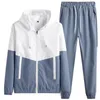남자 트랙 슈트 도매 커스터마이즈 패션 세트 풀오버 까마귀 팬츠 세트 : 지퍼 재킷을 가진 후드 스웨트 셔츠 바지