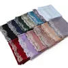 Scarves Lady's Style Pearl Chiffon With Needle Lace Headscarves High Quality Solid Scarf Headband Hijabs Soft Muslim Pashmina Jersey