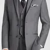 Men's Suits Gray Business Wedding Tuxedo For Groom 3 Piece Custom Man With Pants Male Fashion Costume Jacket Waistcoat