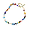 Choker Bohemian Elegant Pearl Necklace Handmade Wove Color Pärlor Millefiori Glavikelkedja för Women Girl Beach Jewelry