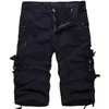 Pantaloncini da uomo TPJB Loose Large Size Cargo Cotton Tactical Casual Solid Patchwork Military White Knee Length