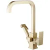 Brushed Gold Brass Kitchen Faucets Hot and cold water Rotation Kitchen Faucets With Pull Spray Gun