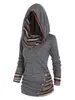 Sweats à capuche pour femmes Sweats Sweats Tribal Géométrique Stripe Panneau à capuche tricot à manches longues Bouton Mock Bouton Tricoté Femmes Casual Casual T 96