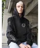 Kış Vintage Sor Sanskritçe Bah Baskı Baskı Büyük Boy Hoodie Sıkıntılı Kazak Amerikan Gündelik High Street gevşek kapüşon T230806