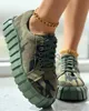 Chaussures habillées femmes chaussures chaussures décontractées bout rond vêtements de sport Camouflage impression plate-forme à lacets toile baskets J230806