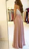 2023 Blush High Split Bridesmaid Dresses Spaghetti Appliques A Line Floor Length Country Beach Maid of the Honor Gowns Cheap Customized