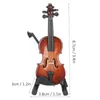 Necklace Earrings Set Mini Violin Model Miniature Musical Instrument Toy With Stand Case Craft Decorations Home Decoration Accessories