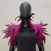 Schals Natürliche Feder Shrugs Schal Luxus Frauen Cosplay Schwarz Halloween Kostüm Schal Echte Schulter Wrap Party Gothic Cape