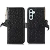 Magnetiskt äkta läderfoliotelefonfodral för iPhone 14 13 Pro Max Samsung Galaxy S23 Ultra S22 A25 A54 5G Google Pixel 8 8Pro 7A Sony Xperia 1 5 10 Ostrich Wallet Shell