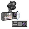 DVRs de carro 3 lentes de câmera DVR de carro 3Channel Dash Cam HD 1080P Dash Camera Lente dupla Dashcam gravador de vídeo Black Box 24H Monitoramento de estacionamento x0804 x0804