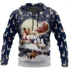 Felpe con cappuccio da uomo Alpaca Sleigh Of Santa 3D Stampato Donna Uomo Maglione natalizio Felpe con cappuccio / Felpa / Giacca divertenti Costumi Cosplay