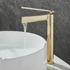 Bathroom Sink Faucets Faucet Brass Brushed Gold Basin Mixer Tap Black/Grey Wash Single Handle Cold Lavotory