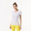 LulLu-212 Yoga dress solid color t-shirt t-shirt sexy fast dry dance rhyme gym exercise morning running round-neck short-sleeved TS Original