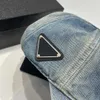 Toppdesigner Luxury Hat Home P 2023 Högutgåva Par Made Old Washed Denim Baseball Cap Triangle Cap