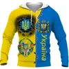 Herrtröjor 2023 mode retro ukraina flagga 3d tryckt tröja unisex pullover par personlighet avslappnad toppar plus storlek