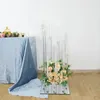 só pode usar vela led) Suporte de pedestal floral de candelabro de cristal de 9 braços, suporte de vela quadrado de furacão