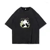 Camisetas masculinas Fygon Joint Panda T-shirt Algodão puro Roupas femininas Estampado estampado Lavado Estilo retrô Top gola redonda