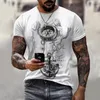 Men's T Shirts Vintage T-shirt Summer Short Sleeve O-neck 3D Anchors Print Top Tee Shirt Oversized Clothing Casual Streetwear