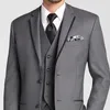 Men's Suits Gray Business Wedding Tuxedo For Groom 3 Piece Custom Man With Pants Male Fashion Costume Jacket Waistcoat