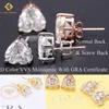 Zuanfa Jewelry Heart Shape VVS GRA証明書Moissanite Diamond Sterling Silver Screw Back Stud Hip Hop Earrings