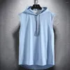 Herentanktops Mens Muscle Hoodie Vest Zomer Bodybuilding Gym Workout Fitness Mouwloos T-shirt Losse ademende casual tees