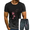 Herrspårspår flamingo maskrosblomma t-shirt män storlek s-5xl svart färg