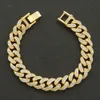 Rapper hip-hop Uomo Bracciale a catena cubana con diamanti Strass freddi Diamanti pieni Gioielli a mano lucidi Discoteca Mostra gioielli all'ingrosso Lunghezza 7 pollici 8 pollici Larghezza 13 mm 1677