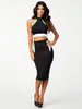 Casual Dresses Black Bandage Dress ML17945 2 PCS Qulity Women Classic Back Over Kne Length Clubwear Party