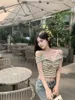 Женские танки Gkyocq Summer Women Women Camis Slim Fit Girls Sexy Рубашки v Sece Korean Fashion Short Tshirt 2023 Женская одежда топы