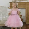 Girl's Dresses 410T Kids Girls Elegant Dress for Evening Party Little Girl Dots Tulle Princess Gown Children Clothing Blue Wedding Vestidos x0806