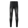 Designer Clothing Amires Jeans Denim Pants Amies the New 840 Fashion Brand Letters Spell Leather Holes Slim Fit Small Feet Light Color118