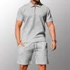 Tute da uomo Business Casual Set da due pezzi Summer Trend Solid Risvolto con cerniera T-shirt a maniche corte Pantaloncini 2023 Fashion Sports Suit