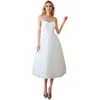 Long White White Prom Vestidos de baile Fashion Spring Chiffon and Strap Womens Wedding Elegant Corset Sexy Satin Wed Tail Vestido 403