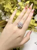 Cluster Rings Luxury And Fashionable Niche Design 925 Silver Diamond Egg Shaped Flower Ring Set With High Carbon Versatile Sweet